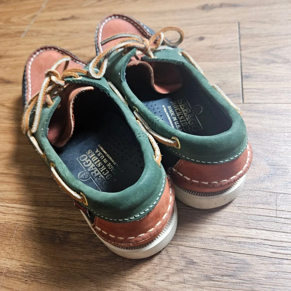 Sebago Docksides Boat Shoes Mens 7M Tri-Color Leather Made in USA Ivy League